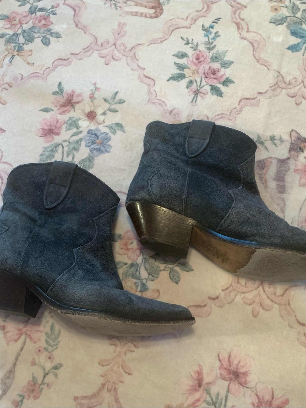 ISABEL MARANT Black Suede Western Ankle Boots - Picture 3 of 8